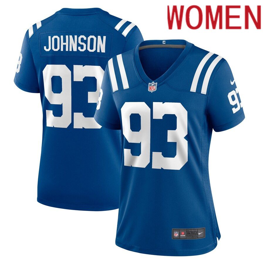 Women Indianapolis Colts 93 Eric Johnson Nike Royal Player Game NFL Jersey